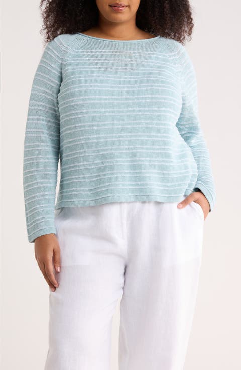 Bateau Neck Stripe Sweater (Plus)
