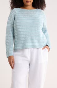 Eileen Fisher Bateau Neck Stripe Sweater