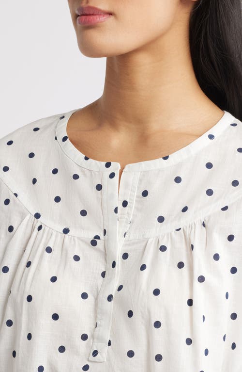 Caslonr Caslon(r) Pintuck Pleat Top In Ivory Cloud- Navy Dame Dot