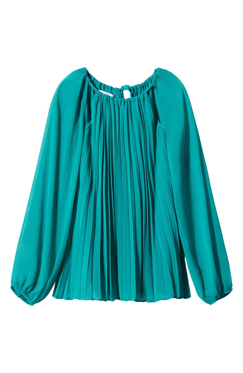 MANGO Pleated Keyhole Cutout Blouse, Alternate, color, 