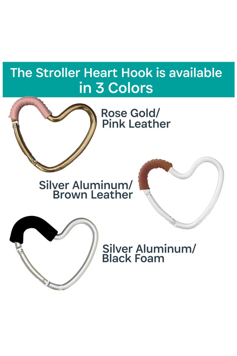 Heart Shaped Stroller Hook, Alternate, color, SILVER/ BROWN