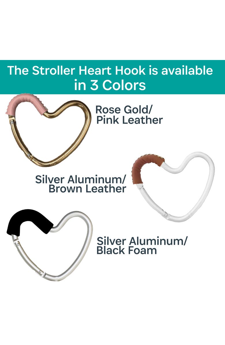 BuggyGear Heart Shaped Stroller Hook, Alternate, color, Silver/ Brown