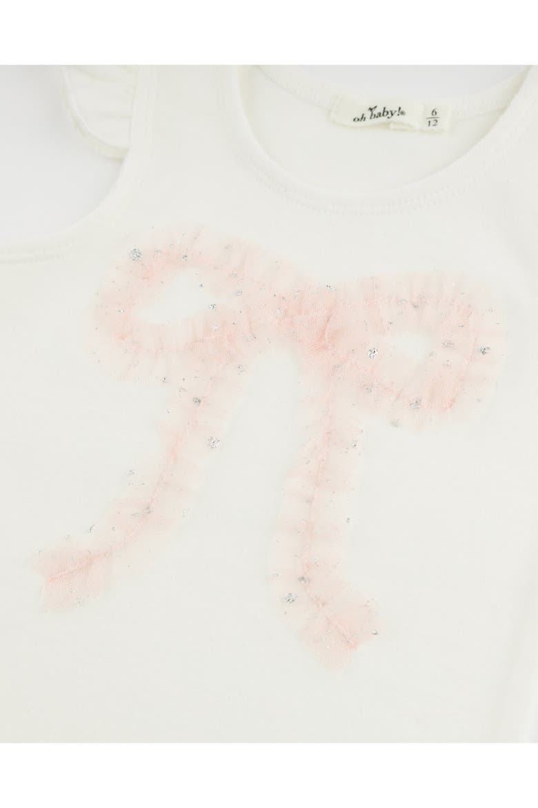 Ruffle Bow Pink Silver-Fleck Tulle Flutter Tank, Alternate, color, Cream