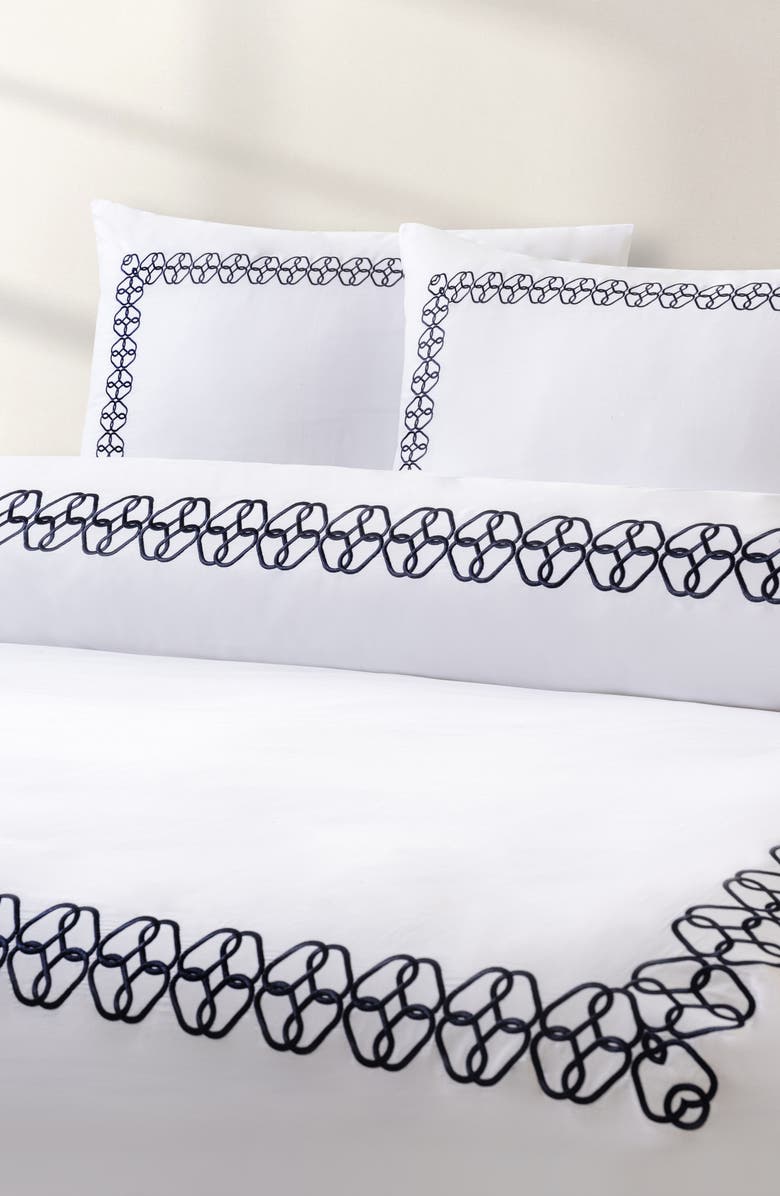 Brooks Brothers Engaged Embroidered Turkish Cotton Sateen Duvet Cover & Sham Set, Alternate, color, 