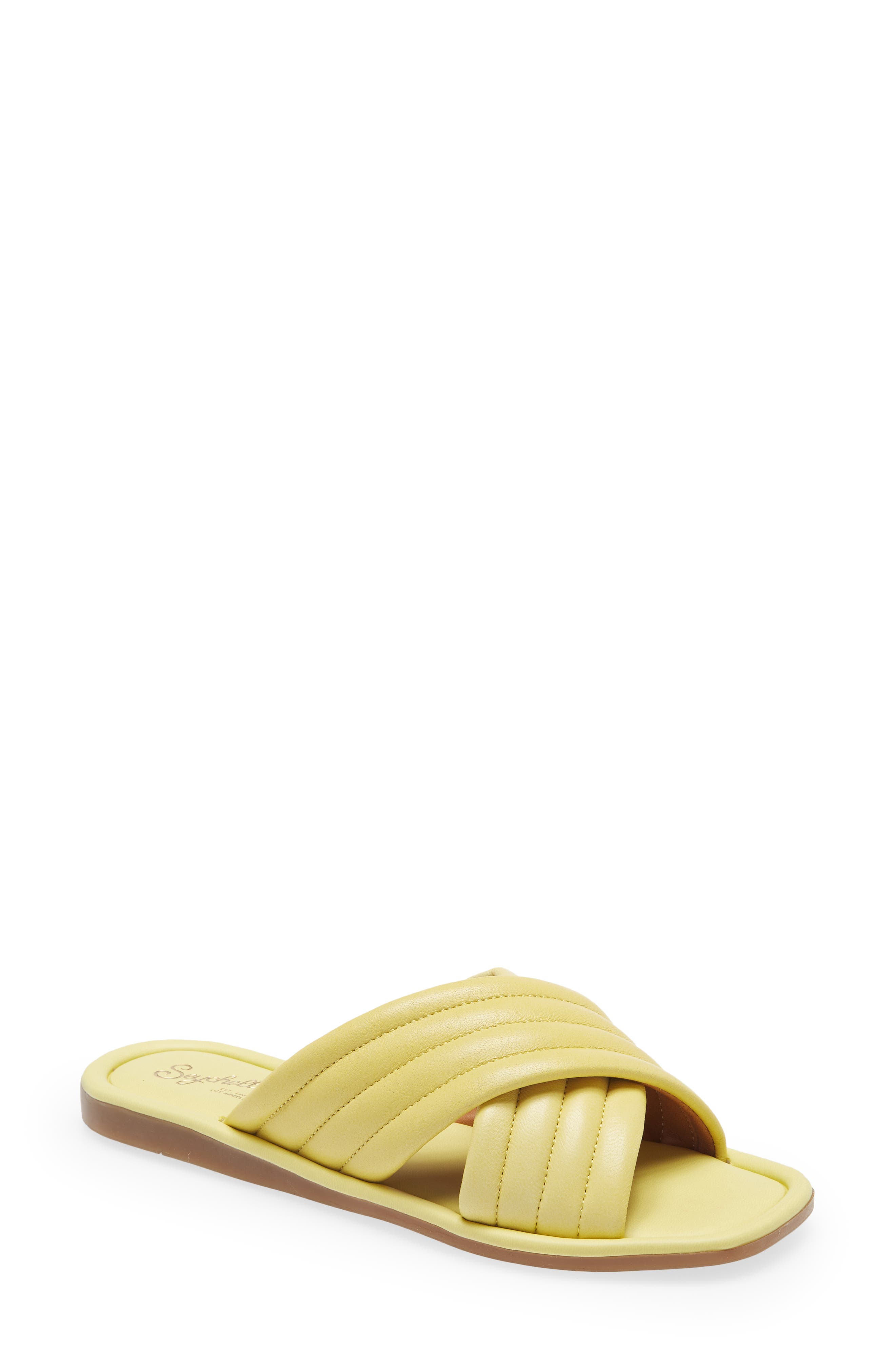 Word For Word Slide Sandal, Main, color, BUTTER