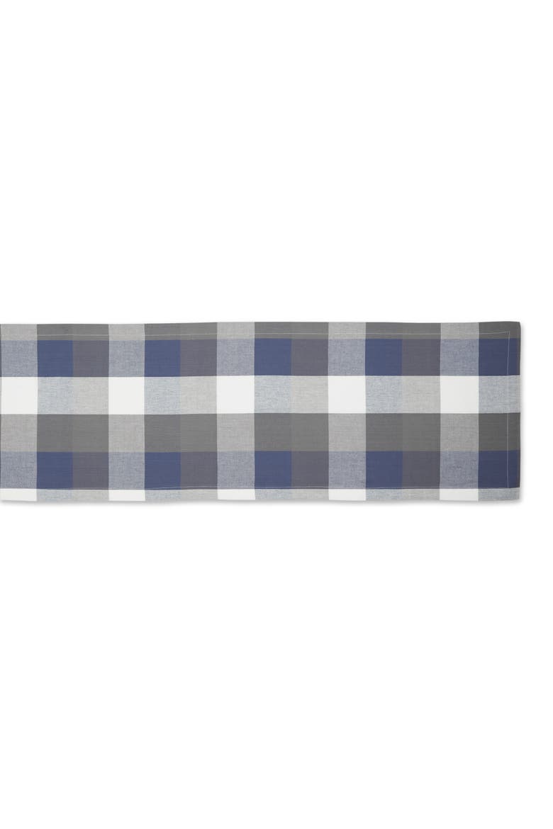 French Blue Tri Color Check Table Runner 14x72, Alternate, color, French Blue