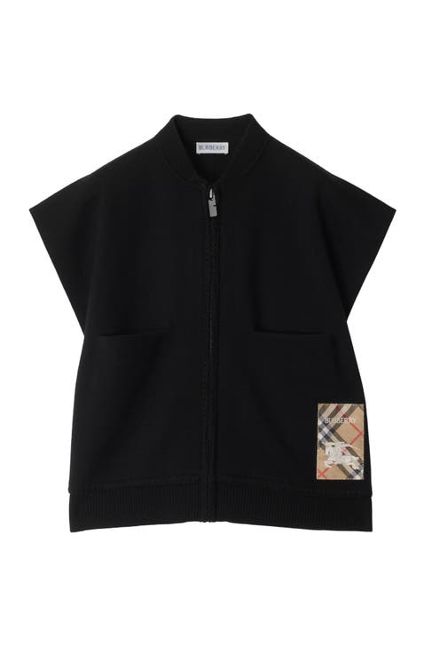 Check Label Wool Blend Cape