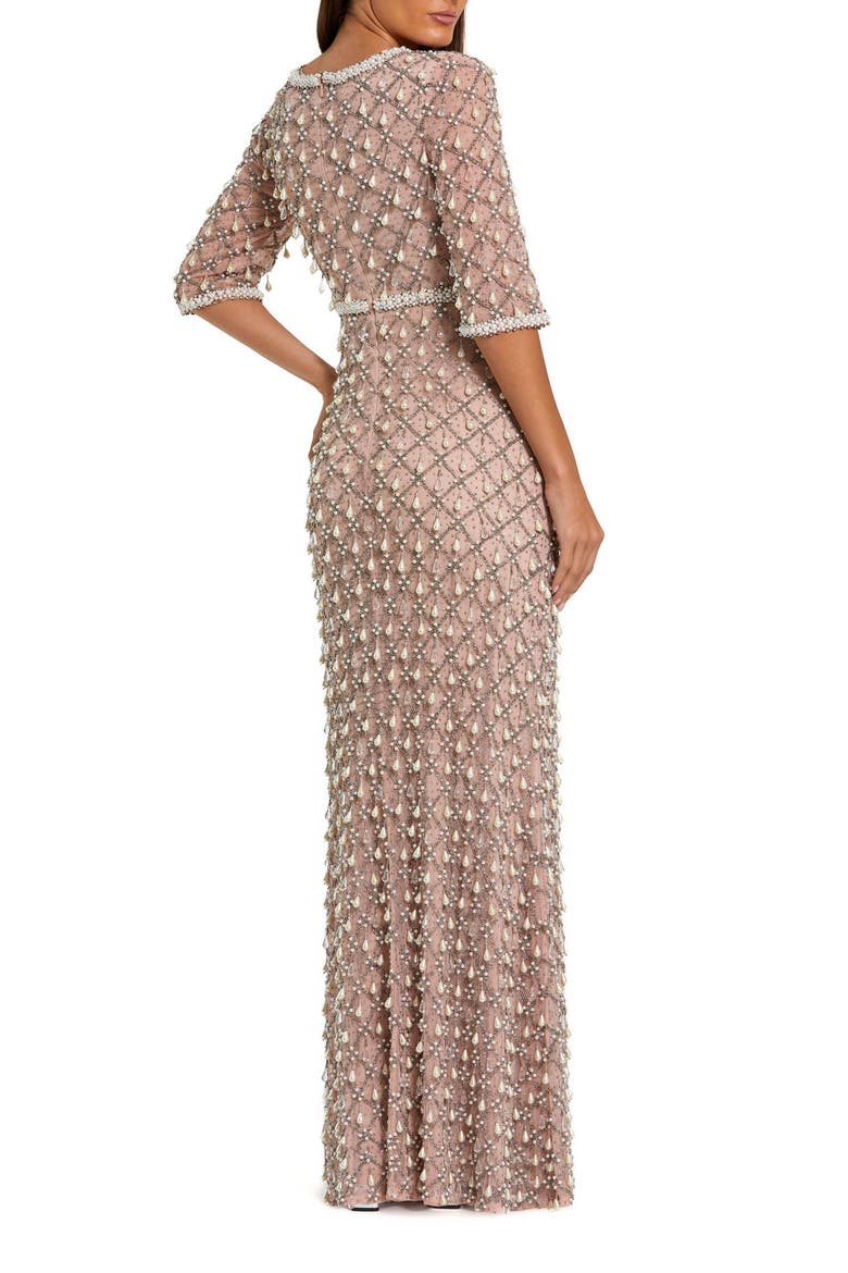 Petite Pearl & Crystal Embellished Evening Gown, Alternate, color, Light Rose