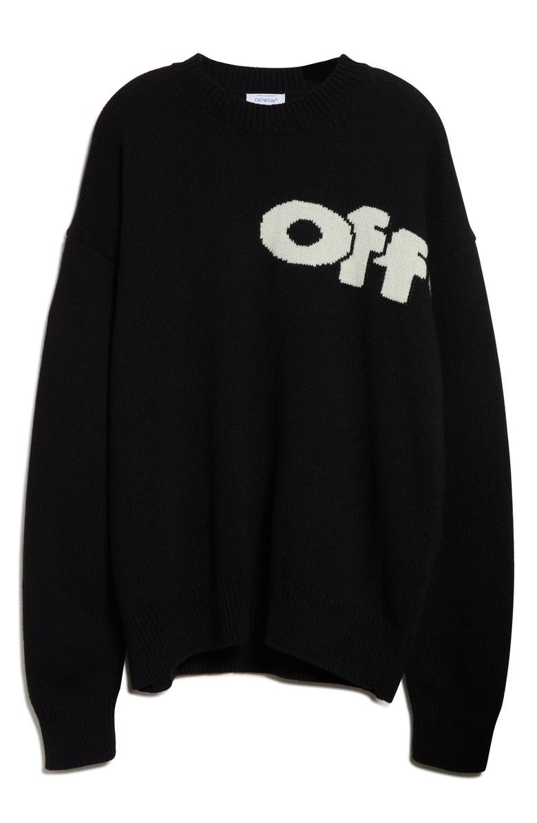 Off-White Shared Logo Intarsia Wool Blend Crewneck Sweater, Alternate, color, 