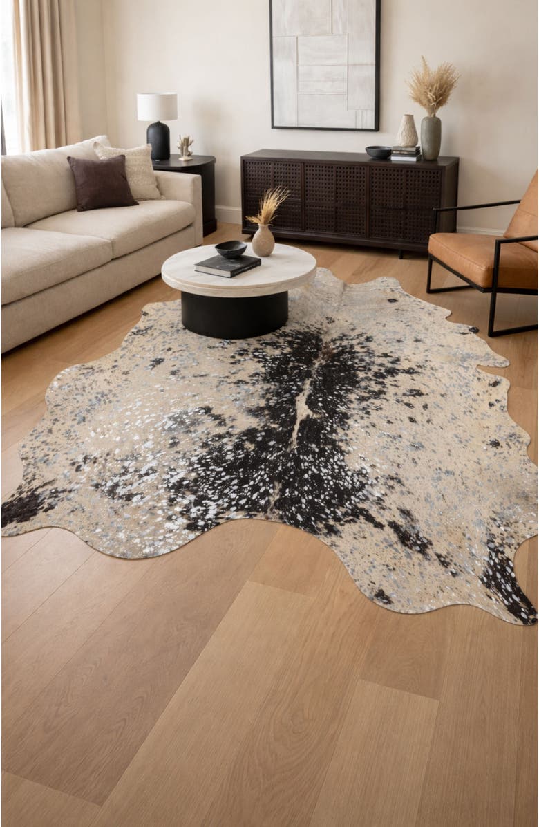 Rhacam Eco Hide Luma Metallic Silver Cowhide Rug  8'4" × 7'1", Alternate, color, Metallic Silver