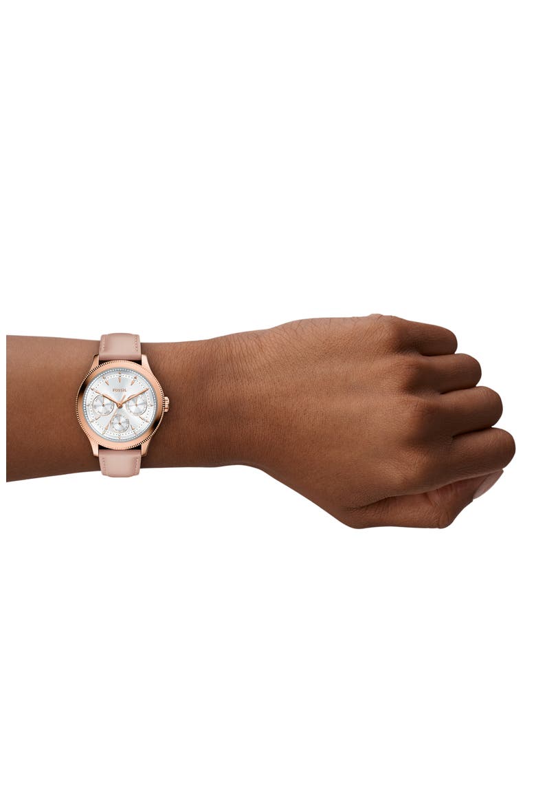 Brynn Multifunction Leather Strap Watch, 38mm, Alternate, color, ROSE GOLD