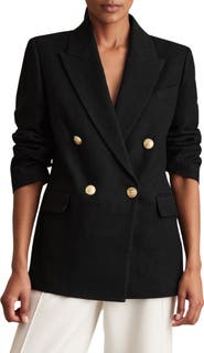 Reiss Eden Double Breasted Linen Blend Jacket