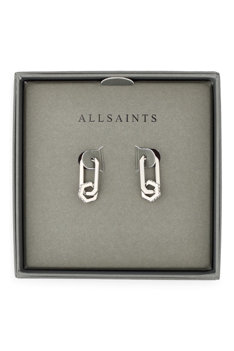 Hexagon Huggie Hoop Earrings, Main, color, RHODIUM