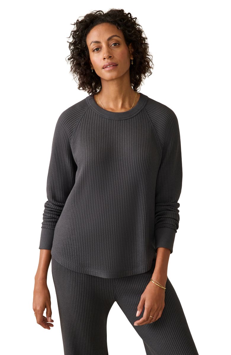 Faherty Legend<sup>™</sup> Waffle Long Sleeve Top, Alternate, color, Black