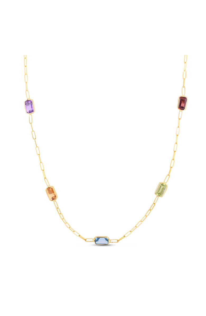 The Lovery Fine Jewelry Rainbow Gemstone Paperclip Necklace, Main, color, Rainbow