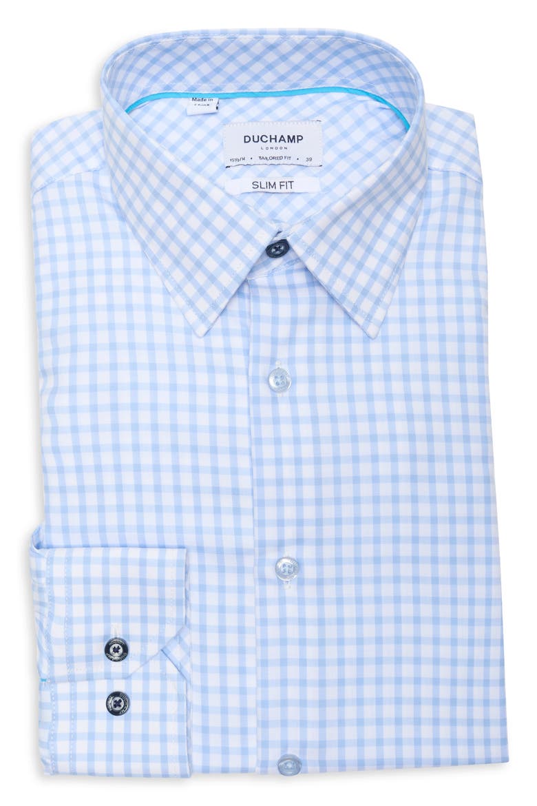 Slim Fit Check Stretch Cotton Dress Shirt, Alternate, color, NAVY