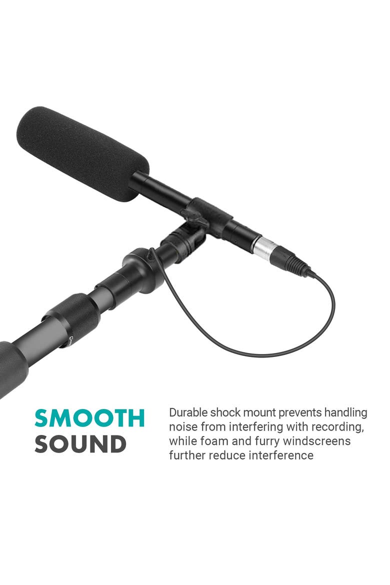 Boom Mic Bundle - Shotgun Microphone with Telescoping Boom Pole and XLR Cable, Alternate, color, Black