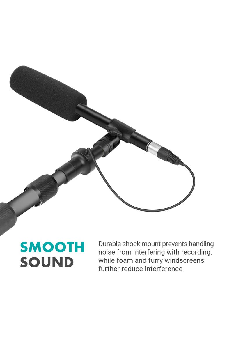 MOVO Boom Mic Bundle - Shotgun Microphone with Telescoping Boom Pole and XLR Cable, Alternate, color, Black