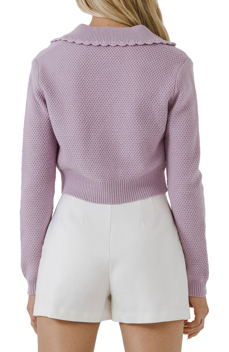 English Factory Scallop Edge Crop Cardigan, Alternate, color,