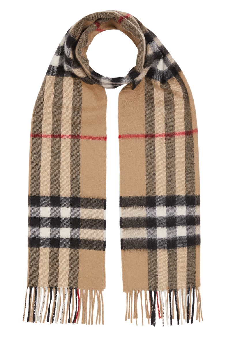 Giant Icon Check Cashmere Scarf, Alternate, color, ARCHIVE BEIGE