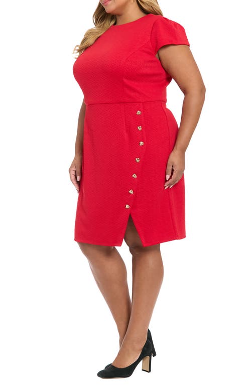 London Times Diamond Stitch Sheath Dress In Red