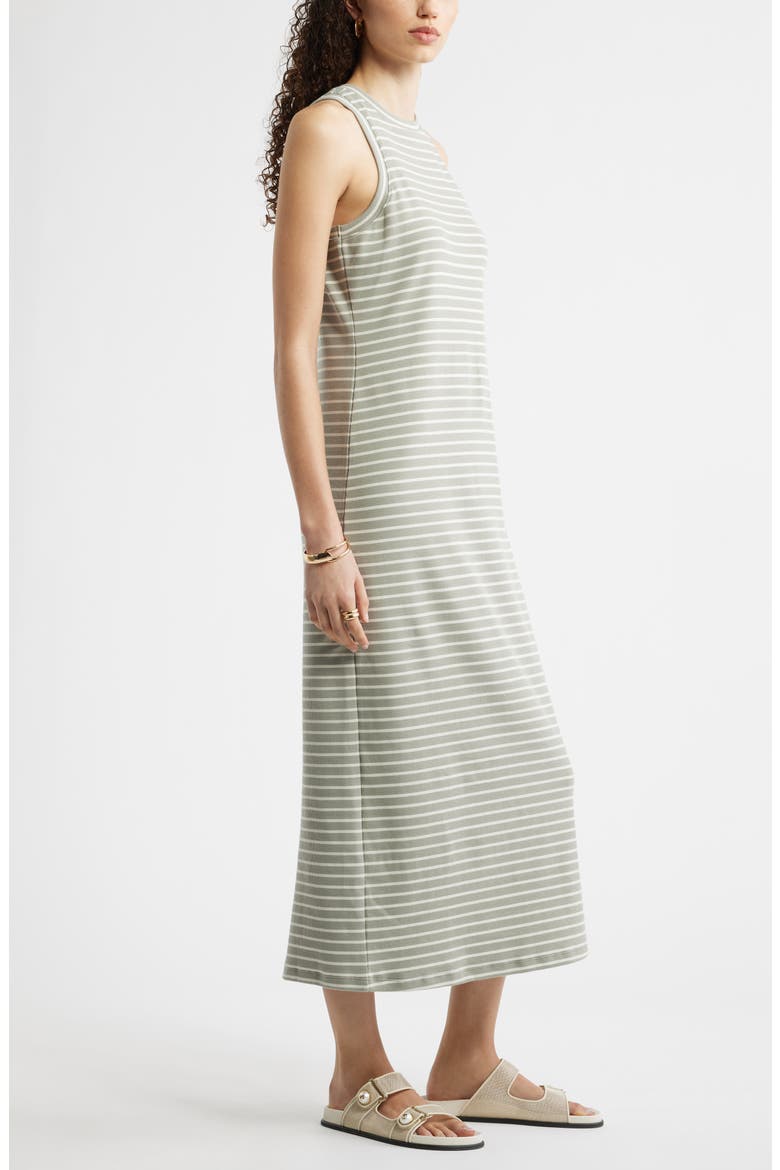Stretch Cotton Microrib Tank Dress, Alternate, color, GREEN- IVORY RITA STRIPE