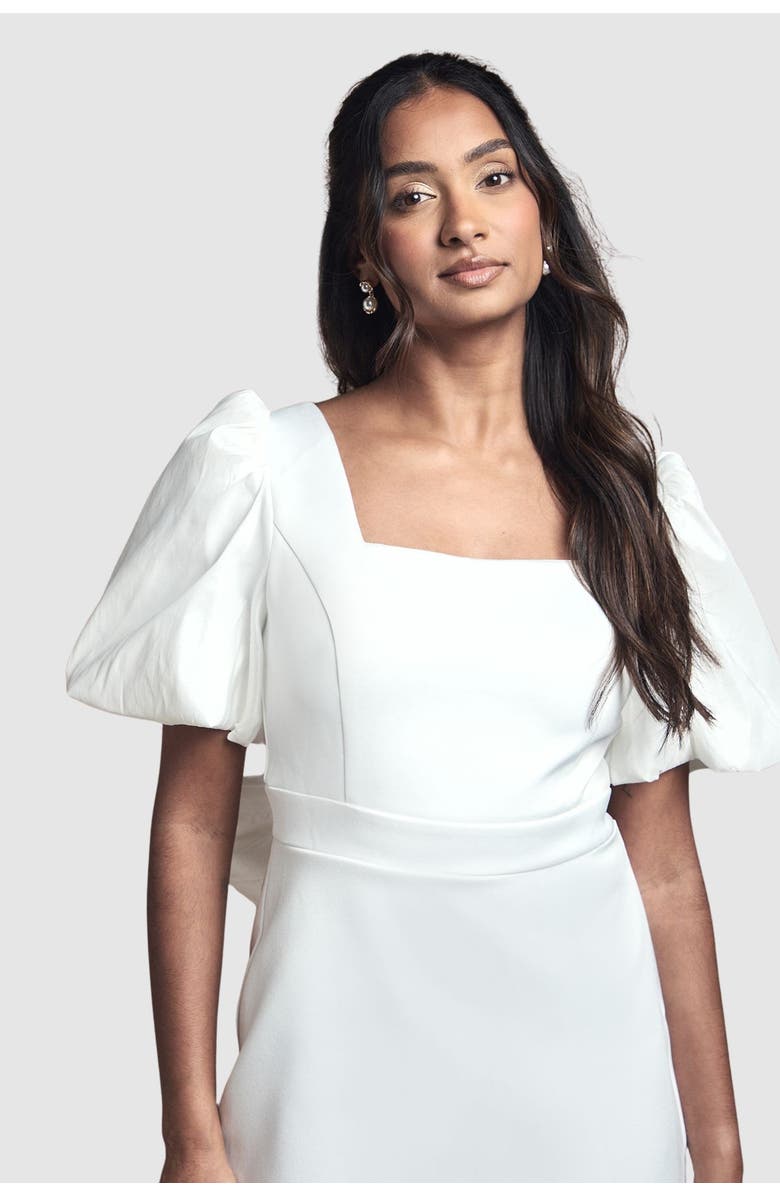 Coast Taffeta Bow Back Mini Dress, Alternate, color, Ivory