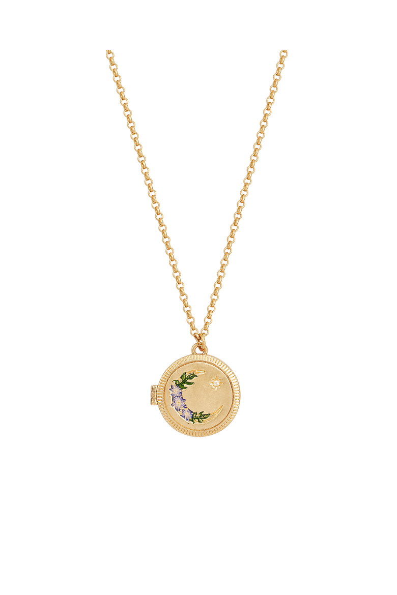 Nightshade Moon Gold Locket Chain Necklace, Main, color, Gold