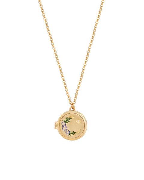 Nightshade Moon Gold Locket Chain Necklace