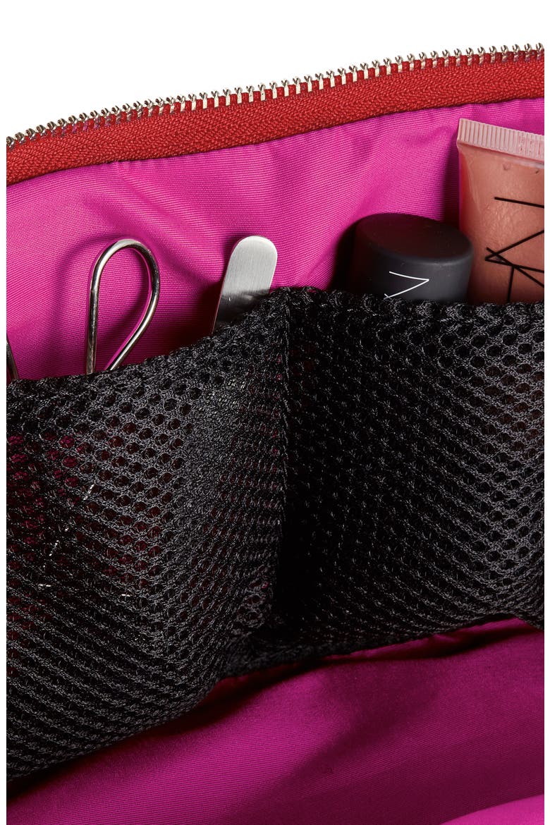Signature Makeup Bag, Alternate, color, CANDY APPLE RED/ PINK NYLON