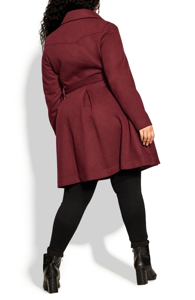 City Chic Rosemary Coat with Removable Faux Fur Collar, Alternate, color, Red