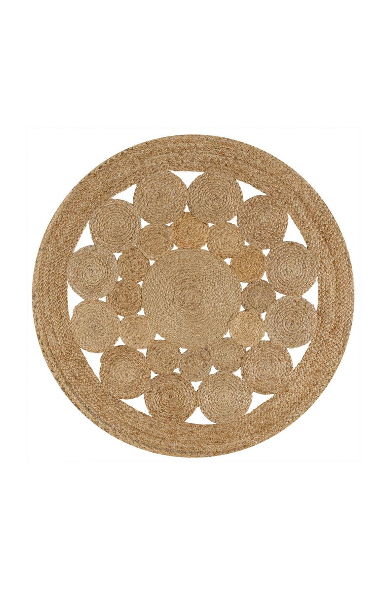 JONATHAN Y Cassia Round Natural Jute Boho Circle Natural Round Area Rug, Alternate, color, Natural