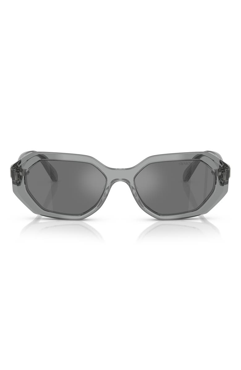 Swarovski 54mm Irregular Sunglasses, Main, color, Grey Mirror
