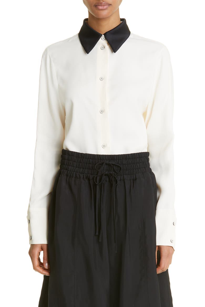 Relaxed Fit Contrast Collar Button-Up Shirt, Main, color, LIGHT PINK
