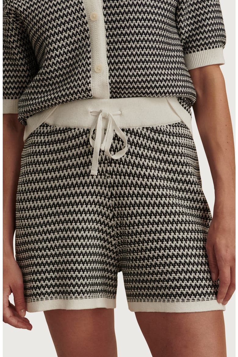 Villiers Cotton Knit Drawstring Shorts, Alternate, color, SNOW WHITE / BLACK