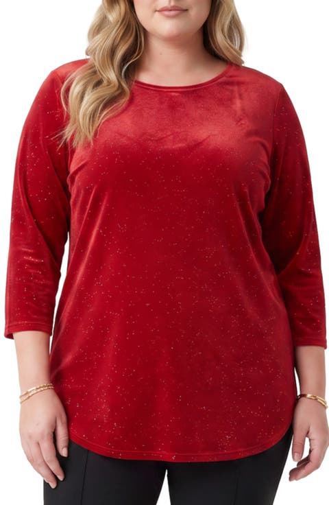 Sparkle Velvet Three-Quarter Sleeve Top