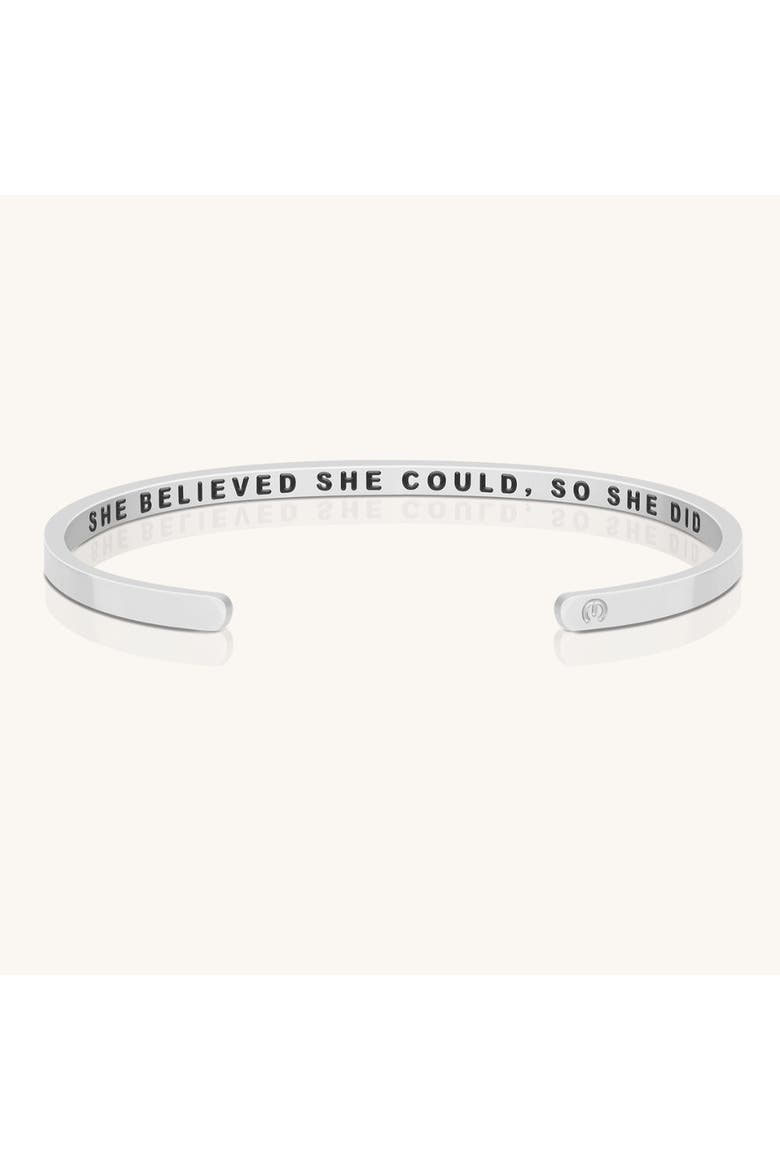 She Believed She Could, So She Did bracelet, Main, color, Inside - Silver