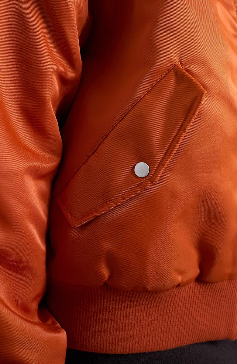 Topshop Nylon Bomber Jacket, Alternate, color, Orange
