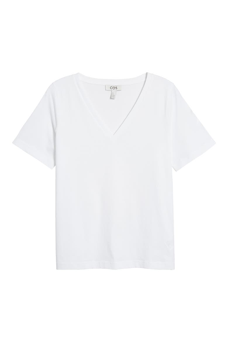 The V-Neck Organic Cotton T-Shirt, Alternate, color, WHITE LIGHT NOOS