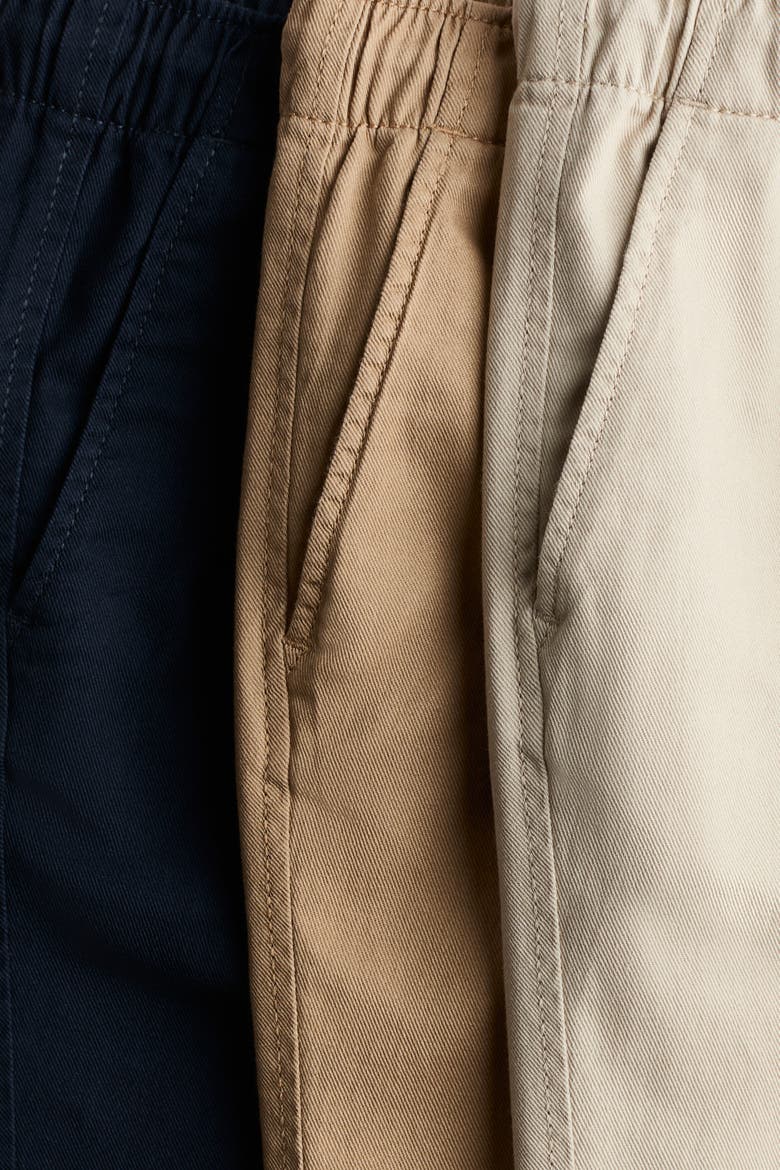 3-pack Cotton Twill Joggers, Alternate, color, Beige/navy blue