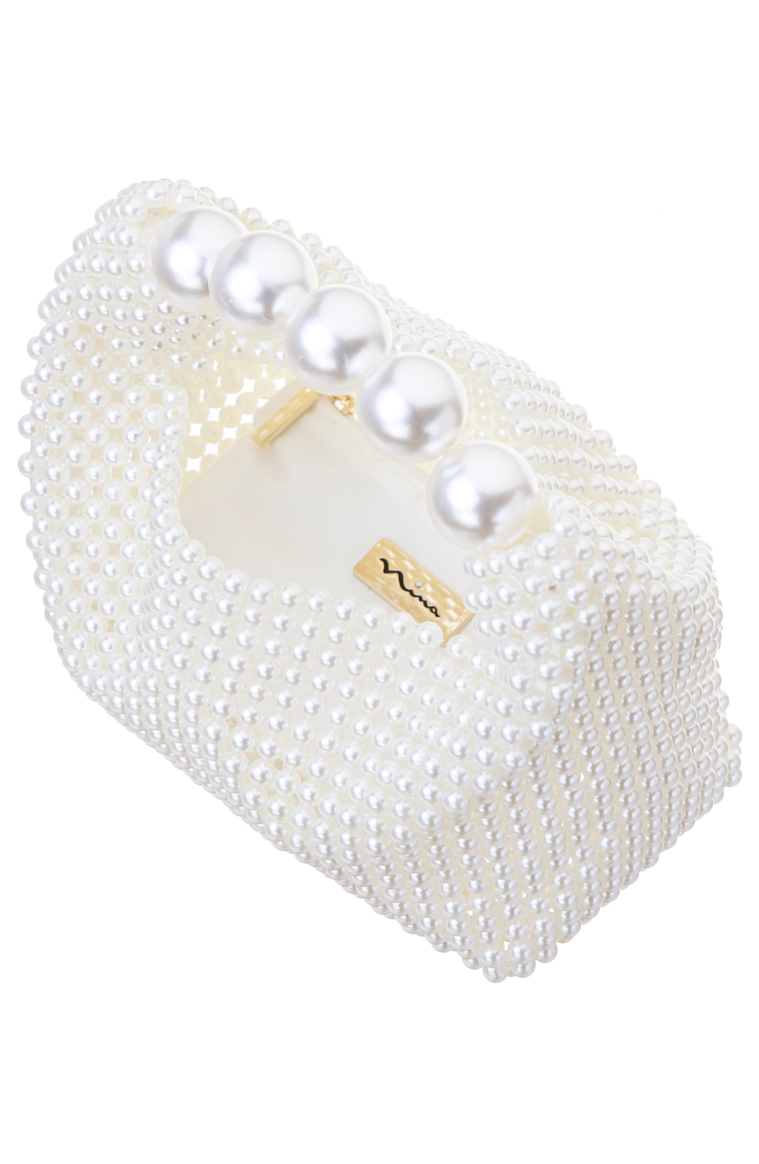 Nina Kiki Faux Pearl To Handle Bag, Alternate, color, 