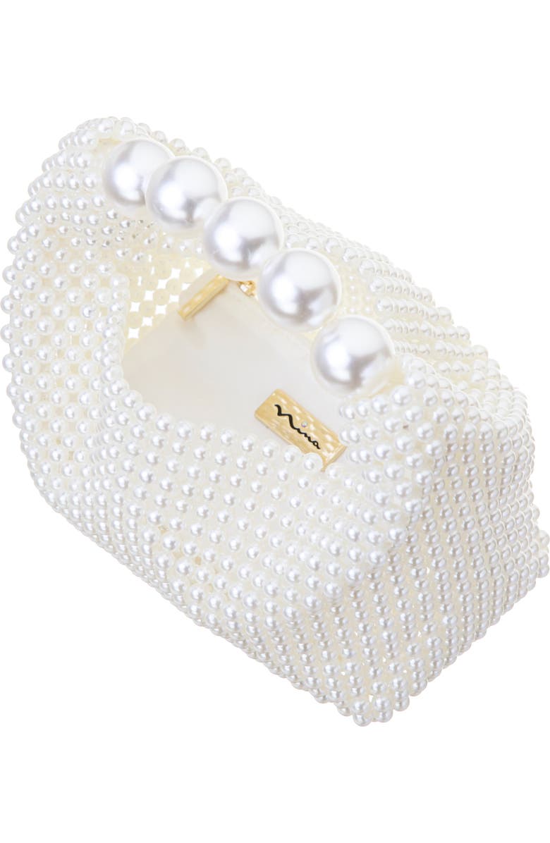 Nina Kiki Faux Pearl To Handle Bag, Alternate, color, Ivory