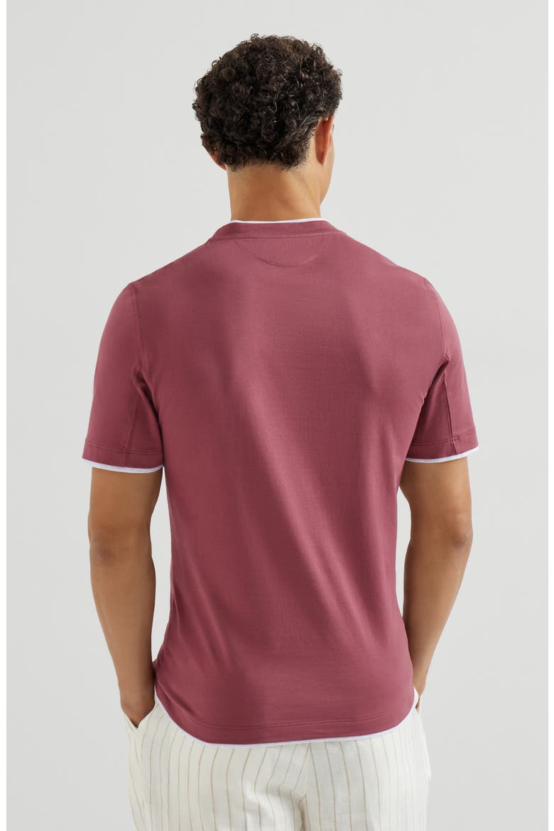 T-shirt with faux-layering, Alternate, color, Coral