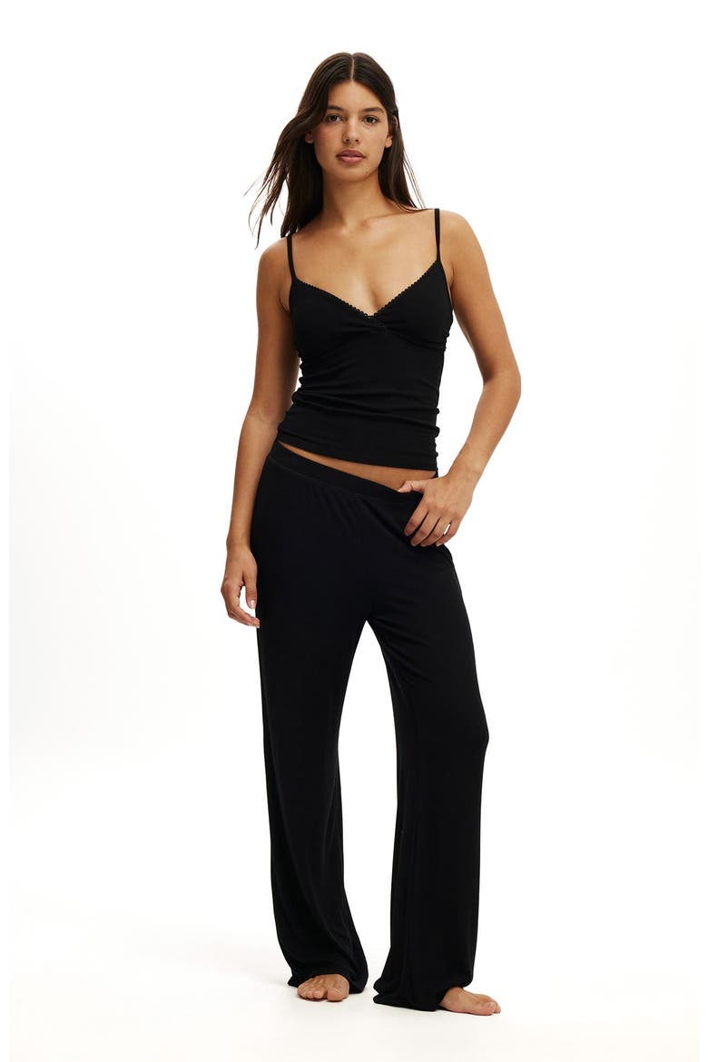 Women's Airy Soft Triangle Cami, Alternate, color, Ribbed Black