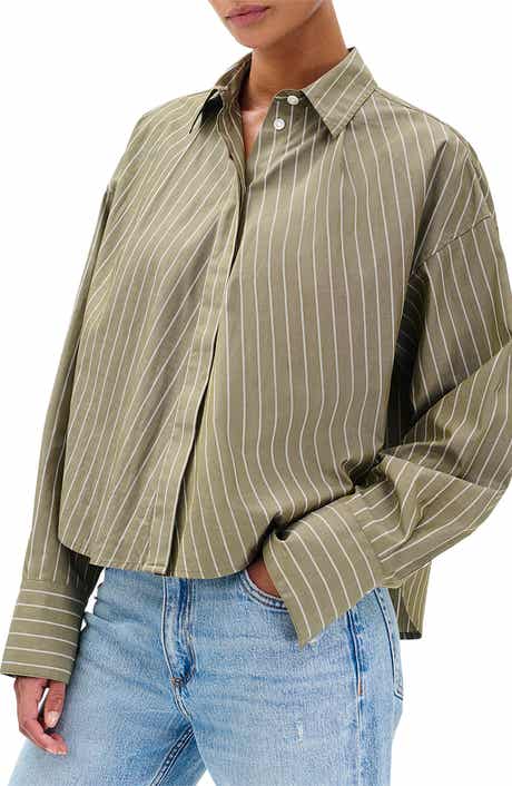rag & bone Martha Stripe Cotton Poplin Button-Up Shirt