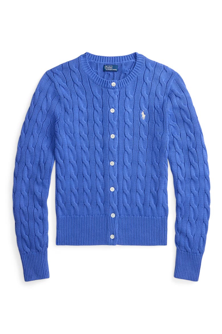 Cable Cotton Cardigan, Alternate, color, INDIGO SKY