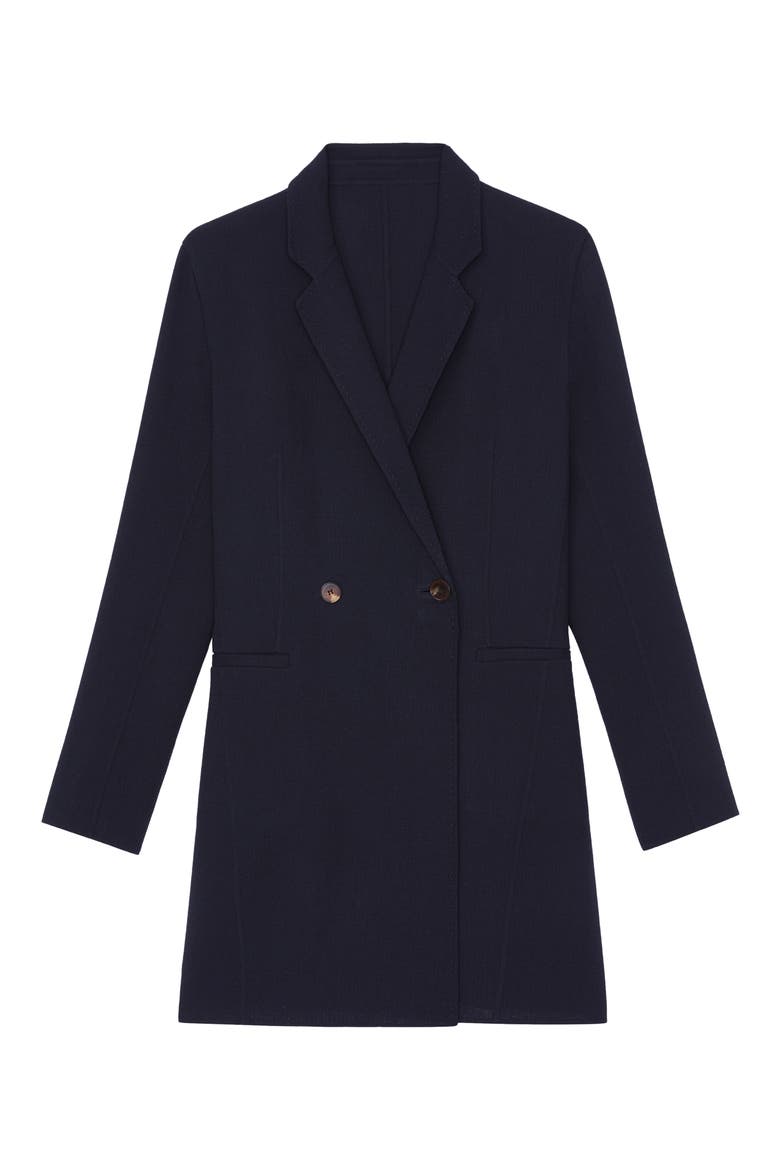 Double Breasted Wool Blazer, Alternate, color, NAVY