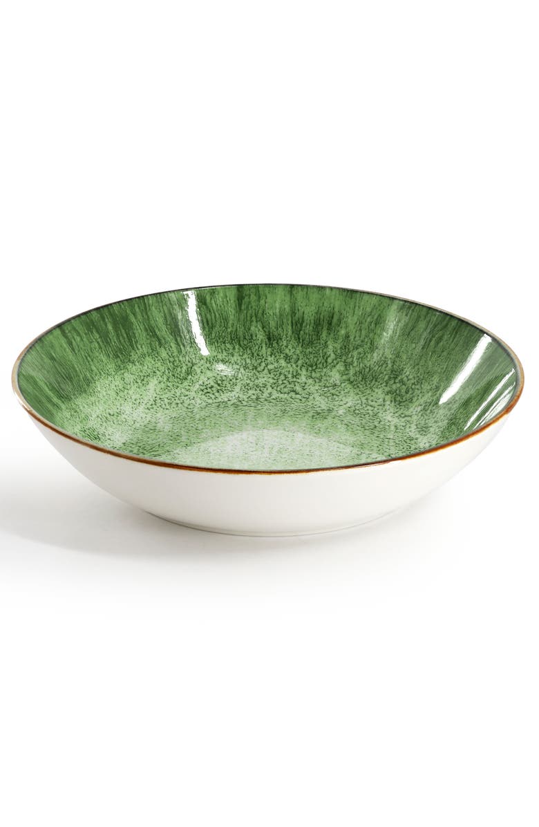 Elama Oceanus 16 Piece Porcelain Double Bowl Dinnerware Set, Alternate, color, White