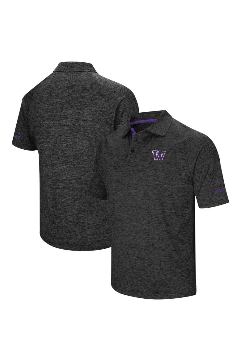 Men's Colosseum Black Washington Huskies Big & Tall Down Swing Polo, Alternate, color, Black