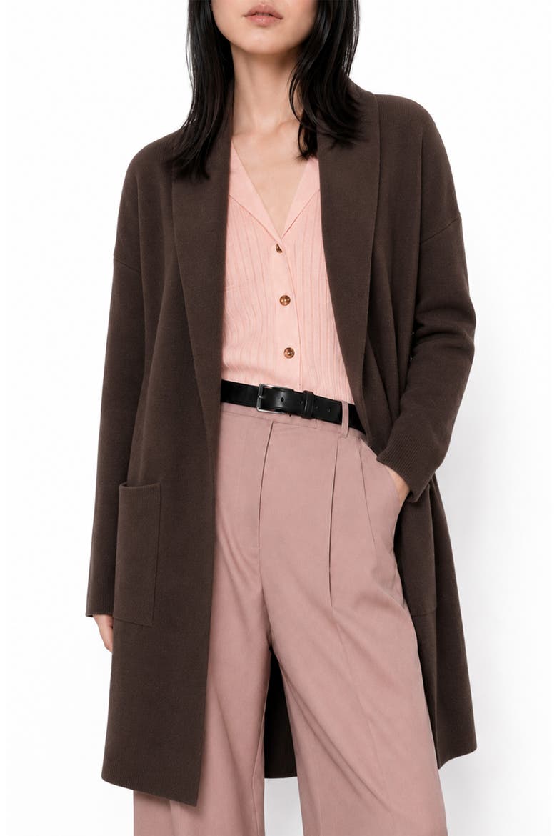 Alicia Open Front Long Cardigan, Main, color, JAVA
